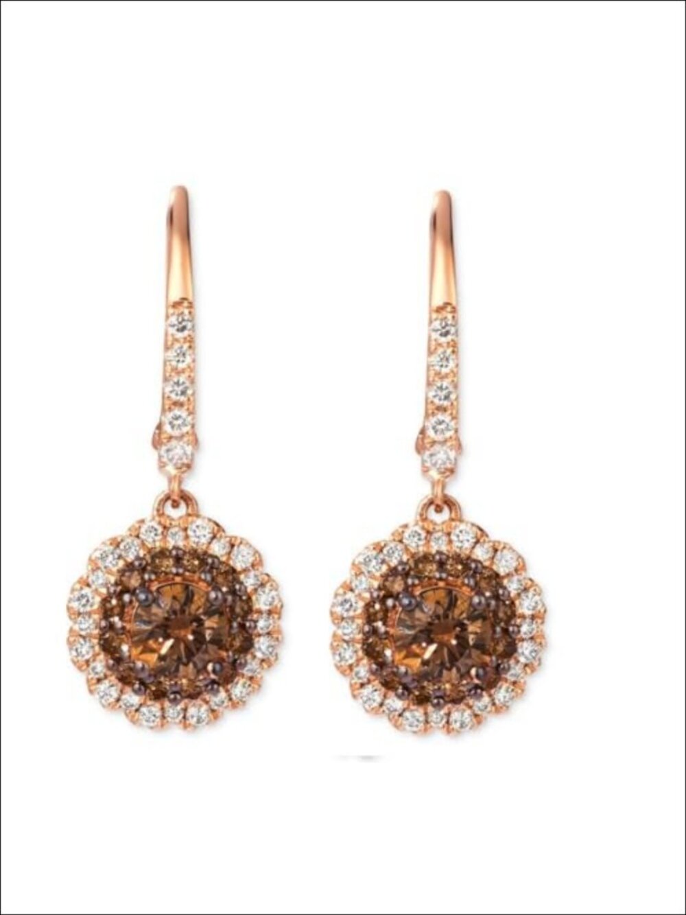 2.00 Ct Round Cut Diamond Drop Dangle Earrings in 14k Rose Gold Plated 925
